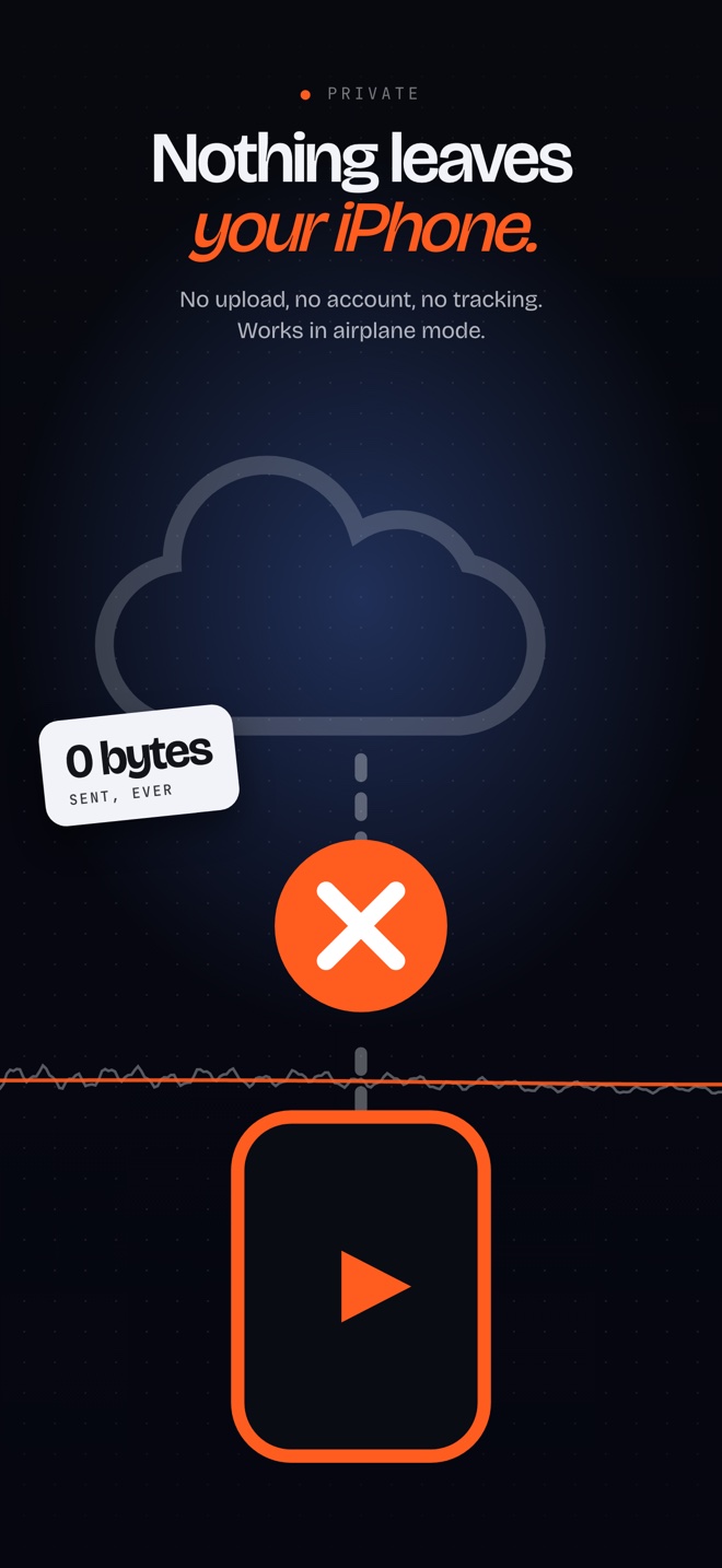 Nothing leaves your phone — stabilization runs on-device.
